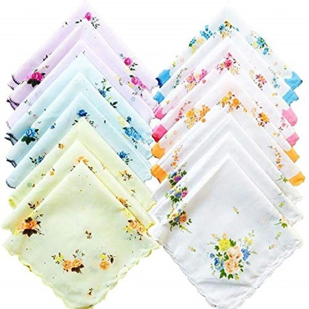 DIVYSIMAR Vintage Floral Print Women Soft CottonLadies Hankies ["Multicolor"] Handkerchief-image-21