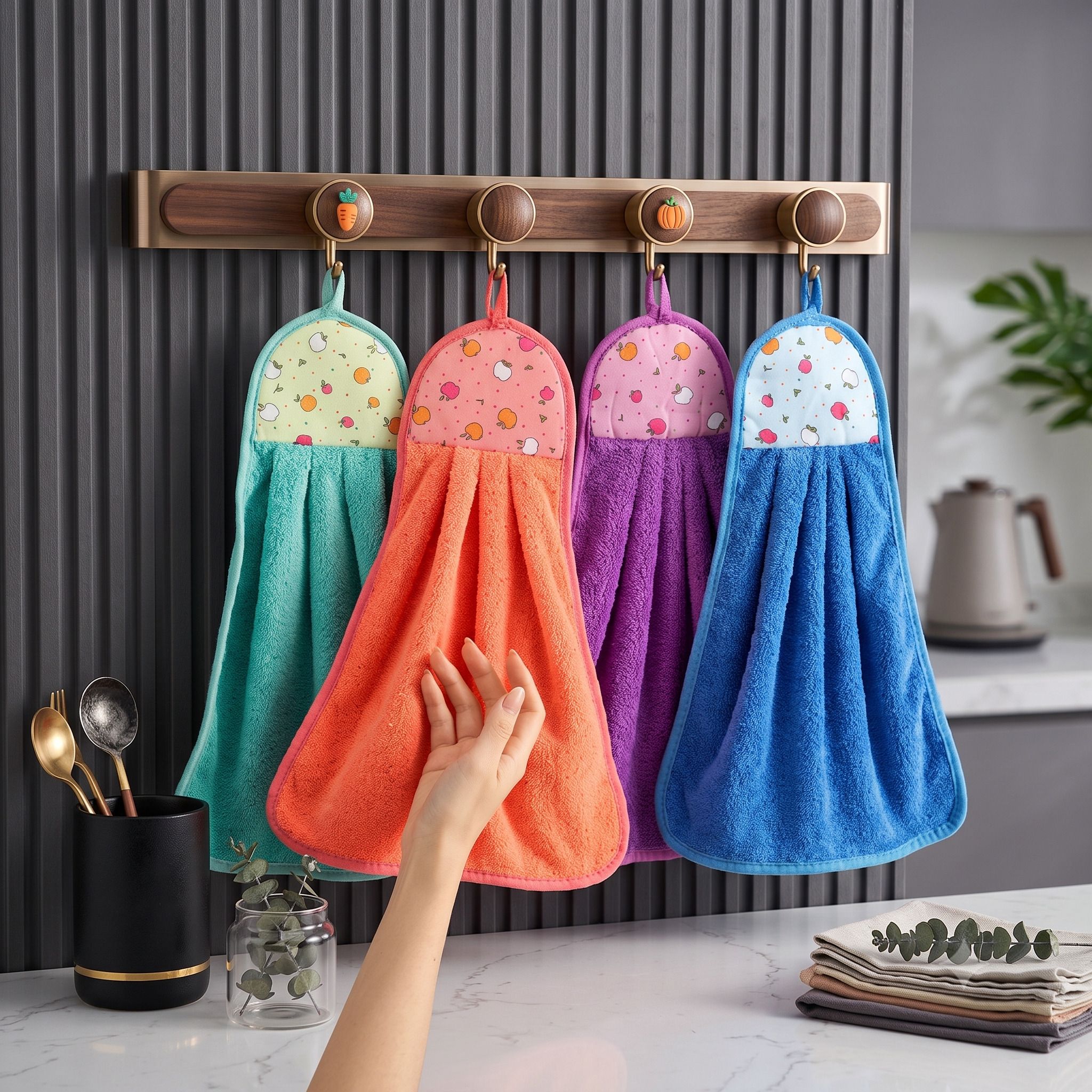 KIDZEE pack of 4 hanging towel ["Multicolor"] Handkerchief-image-28