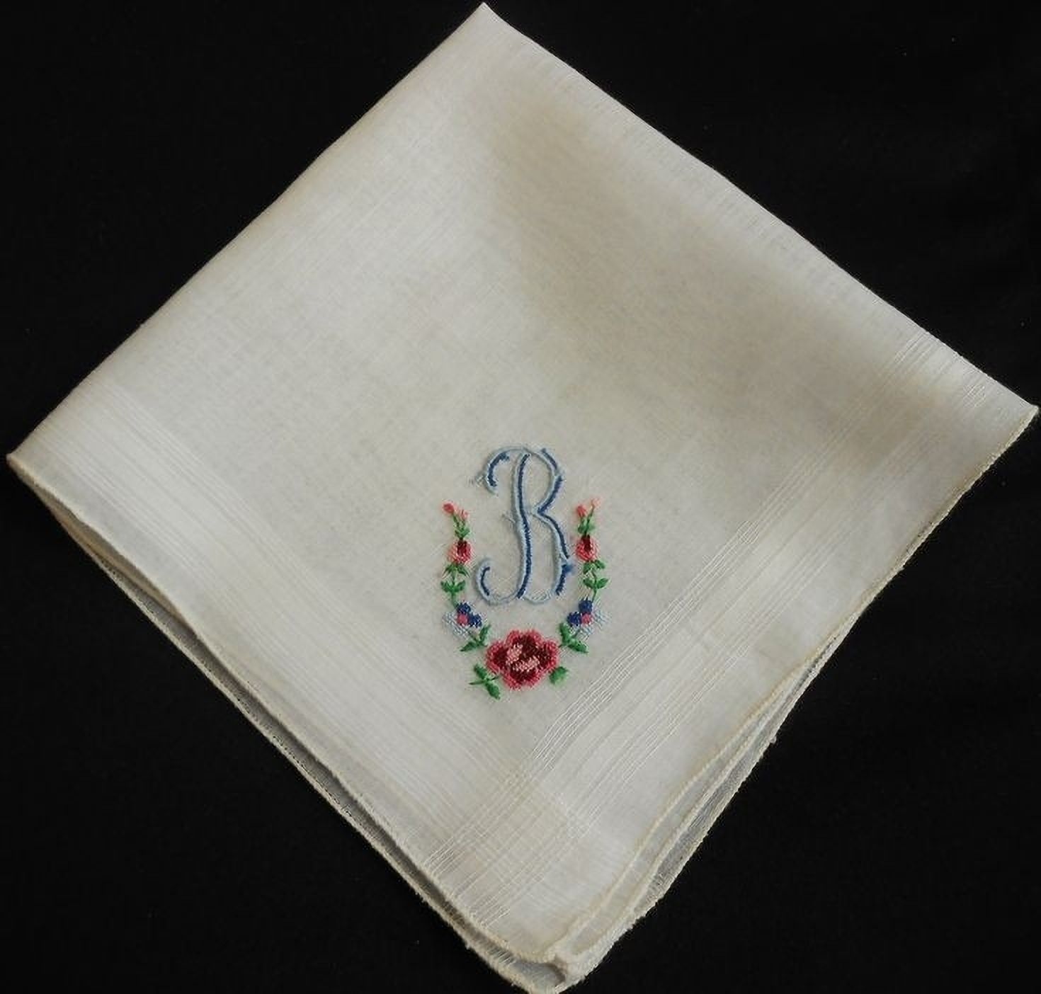 Shree adodhya Vintage monogrammed letter B handkerchief. ["White"] Handkerchief-image-7