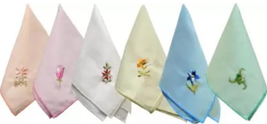 kiyo Flower Design Cotton Handkerchief For Women And Girls set of 6 ["Multicolor"] Handkerchief-picture-16