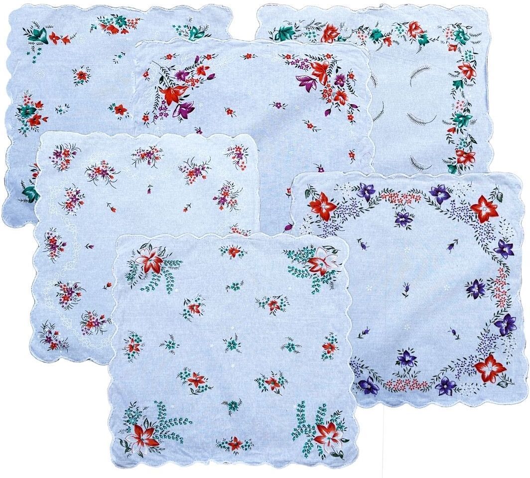 Gopika Multicolor Cotton with Embroidered Scallop Border, Soft Square, 31 x 31 cm ["Multicolor"] Handkerchief-image-46