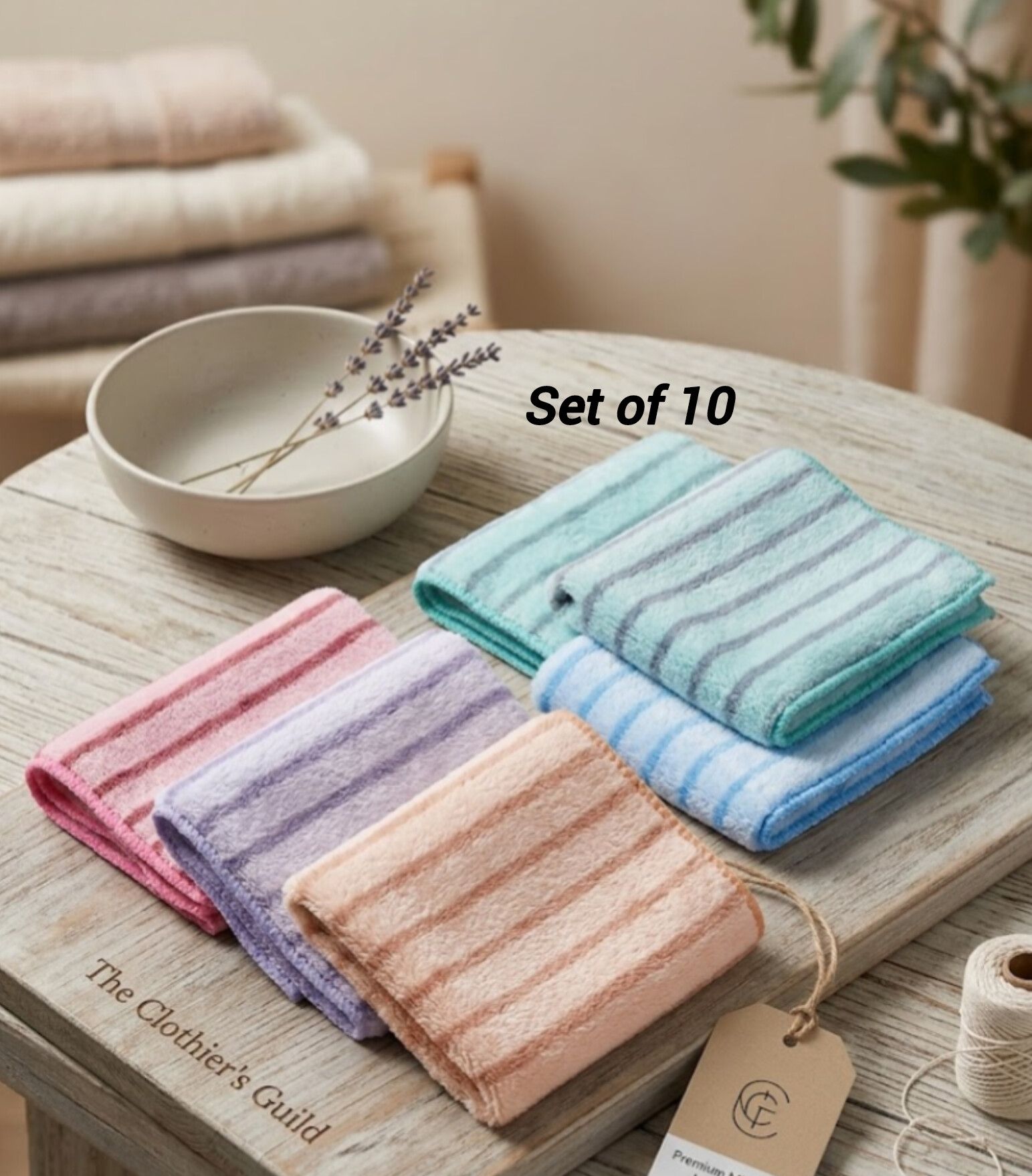 SWATI ENTERPRISE Soft Striped Handkerchiefs - Multipurpose Face & Hand Towels (10-Pack) ["Multicolor"] Handkerchief-image-30