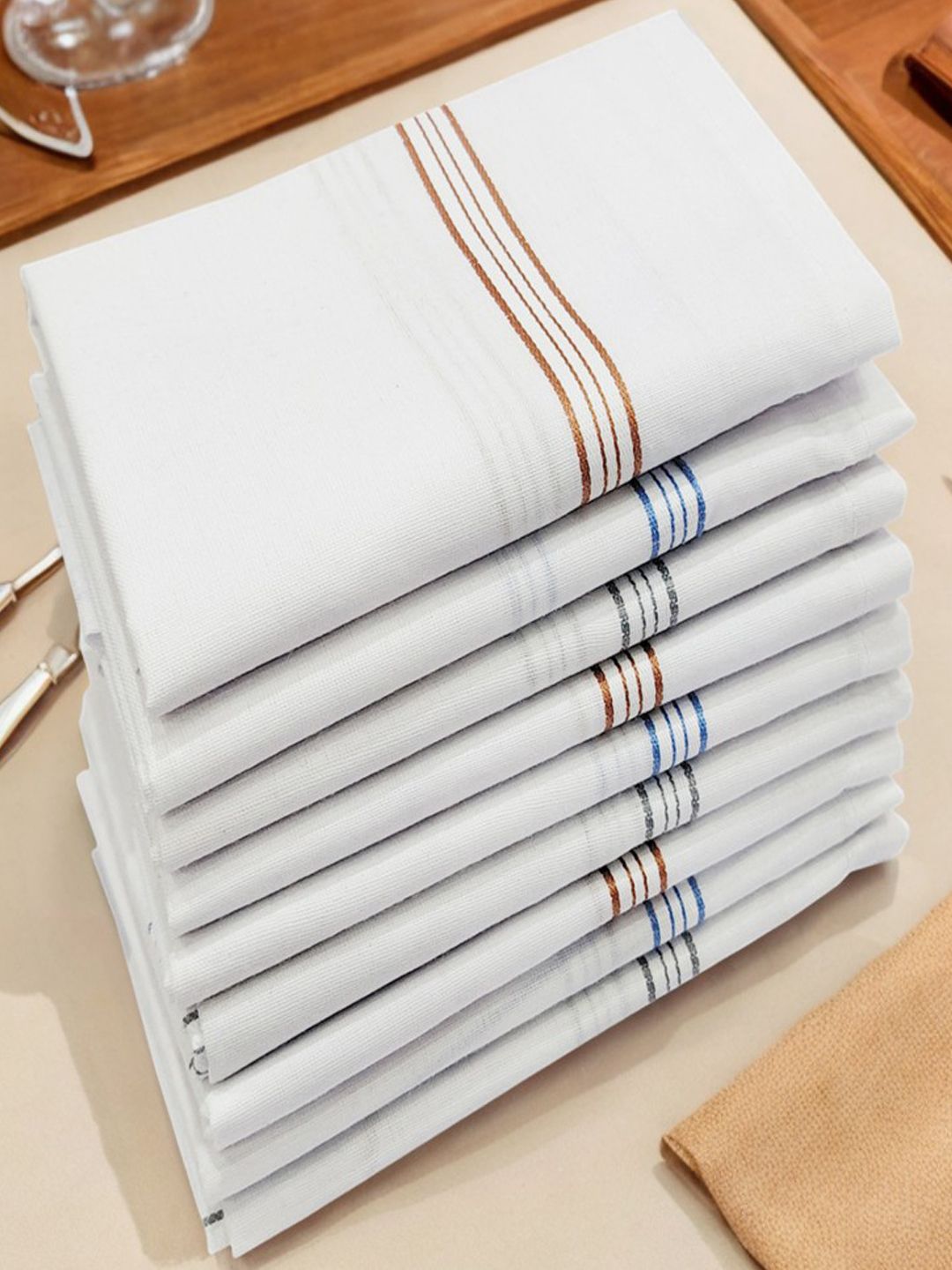 StyFun Men's Premium 100% Pure Cotton Handkerchief Hanky Combo Pack of 9 Multicolor ["White"] Handkerchief-picture-12