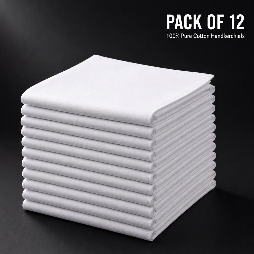 Kynora Premium Cotton Handkerchiefs for Men & Women – 50x50 CM, Soft & Absorbent ["White"] Handkerchief-picture-45