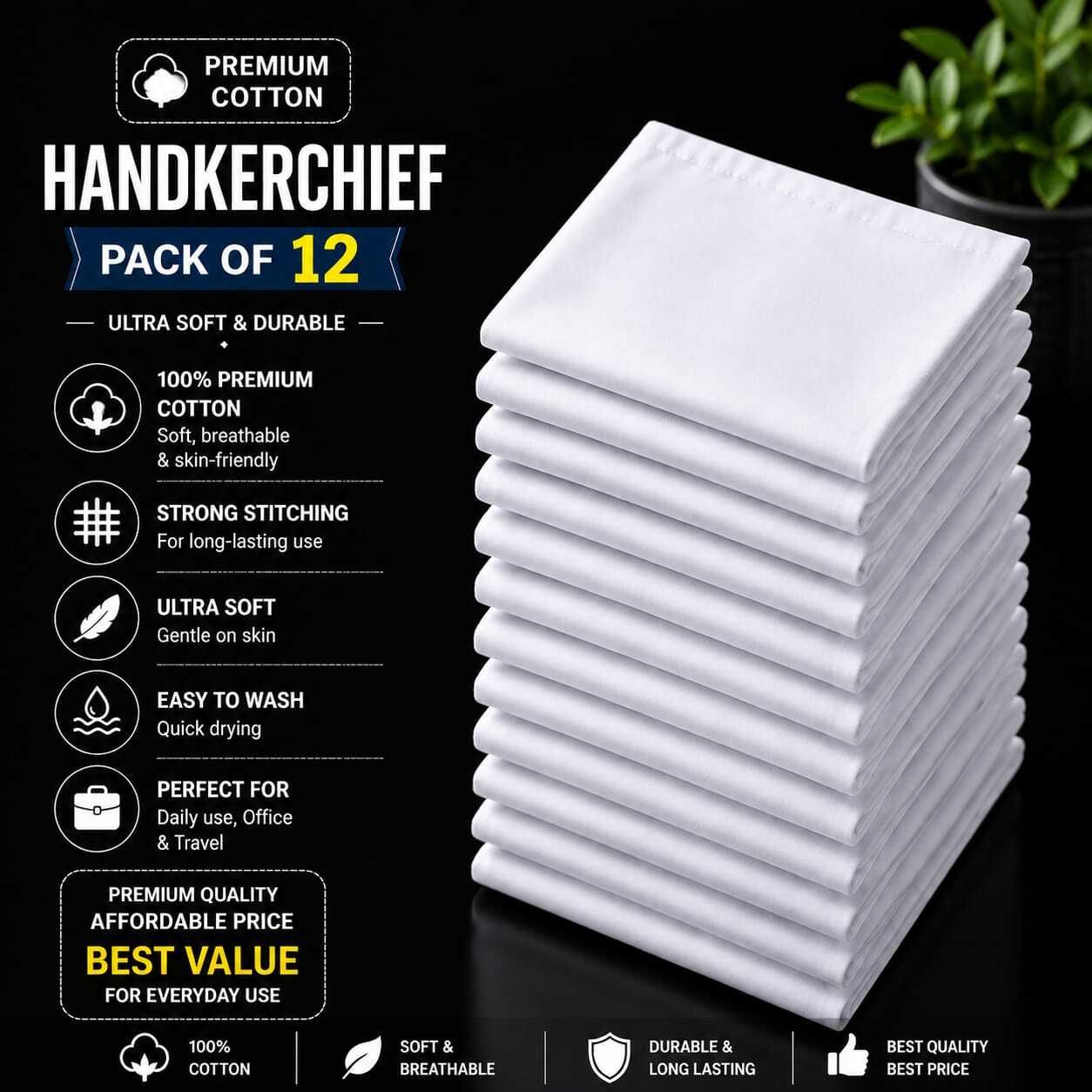nishantrumal Handkerchief ["White"] Handkerchief-image-25