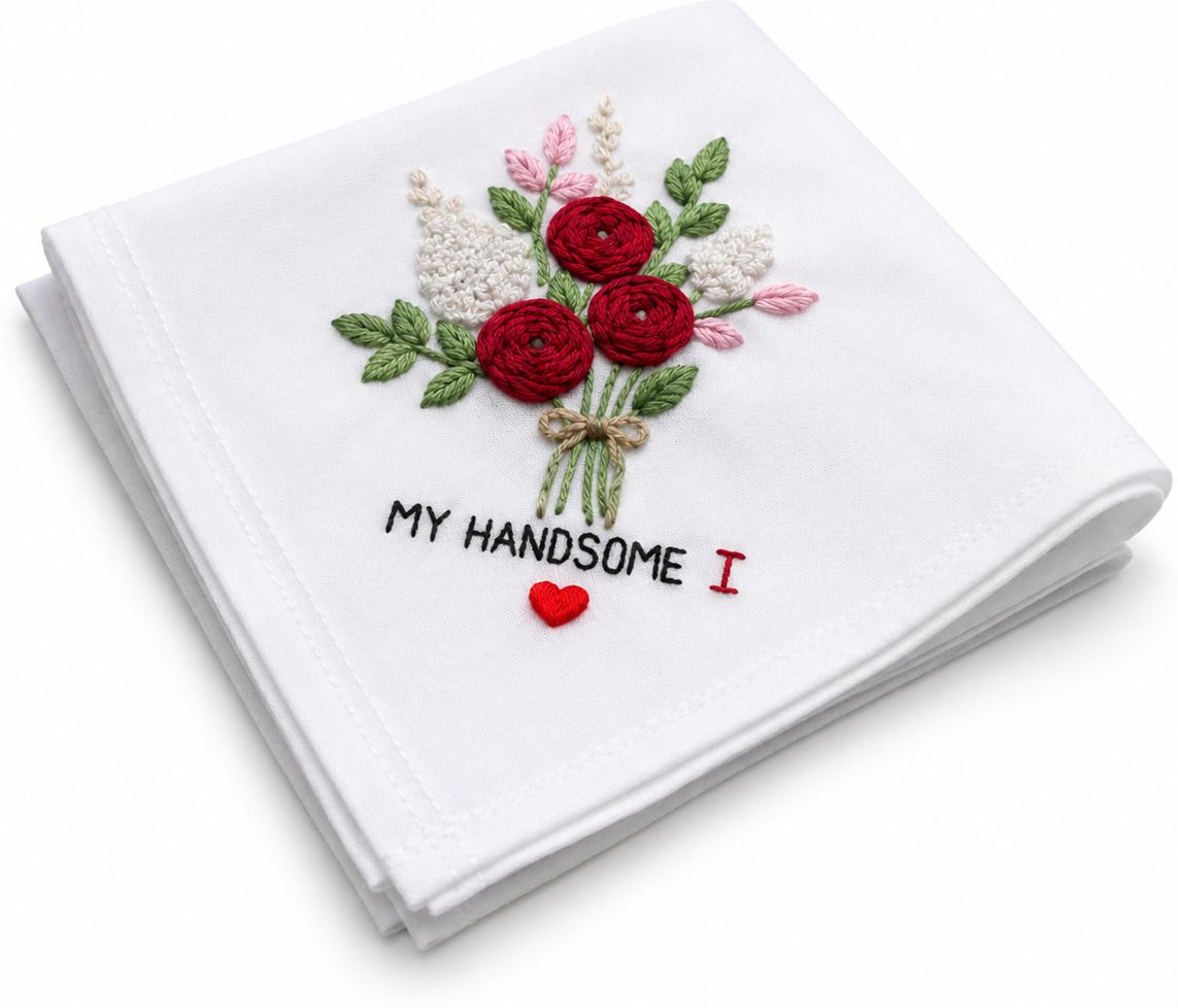 holy haven My Handsome Floral Bouque Embroidered Handkerchief ["White"] Handkerchief-picture-41