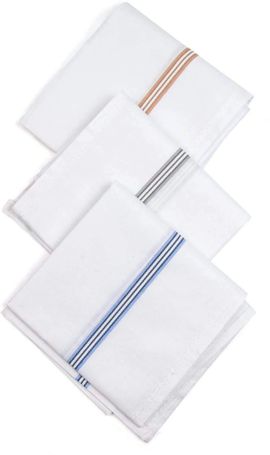 OKWAK 100%COTTON HANKY for men and boys pack of 3 ["White"] Handkerchief-image-4
