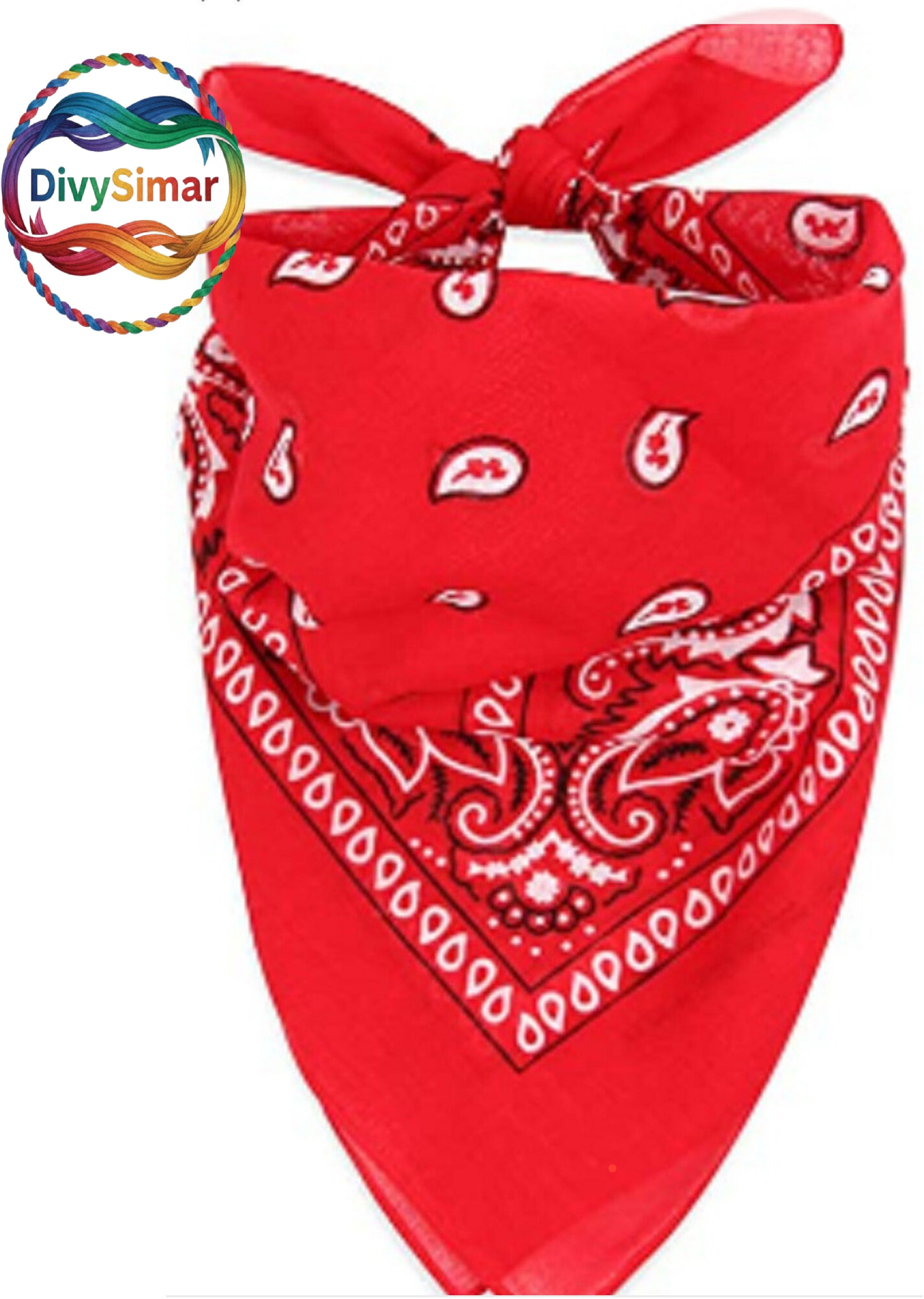 DIVYSIMAR Red Unisex Bandana Handkerchief | 20 x 20 Inch | For All Ages ["Multicolor"] Handkerchief-image-10