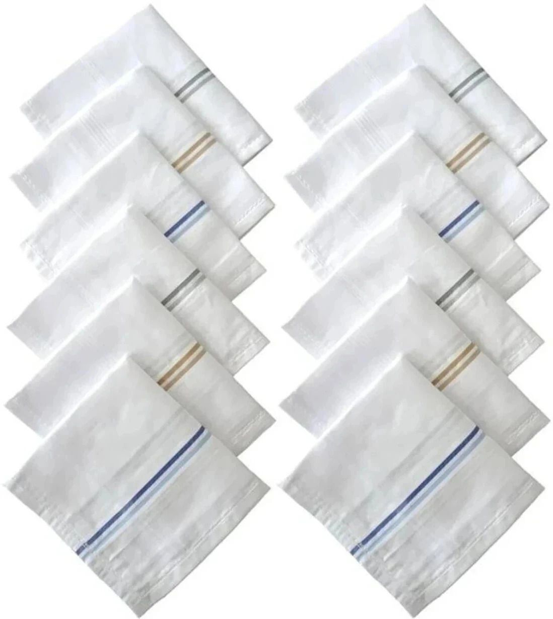 Suprix SHY-Men's 100% Cotton Striped (XXL) ["White"] Handkerchief-picture-40