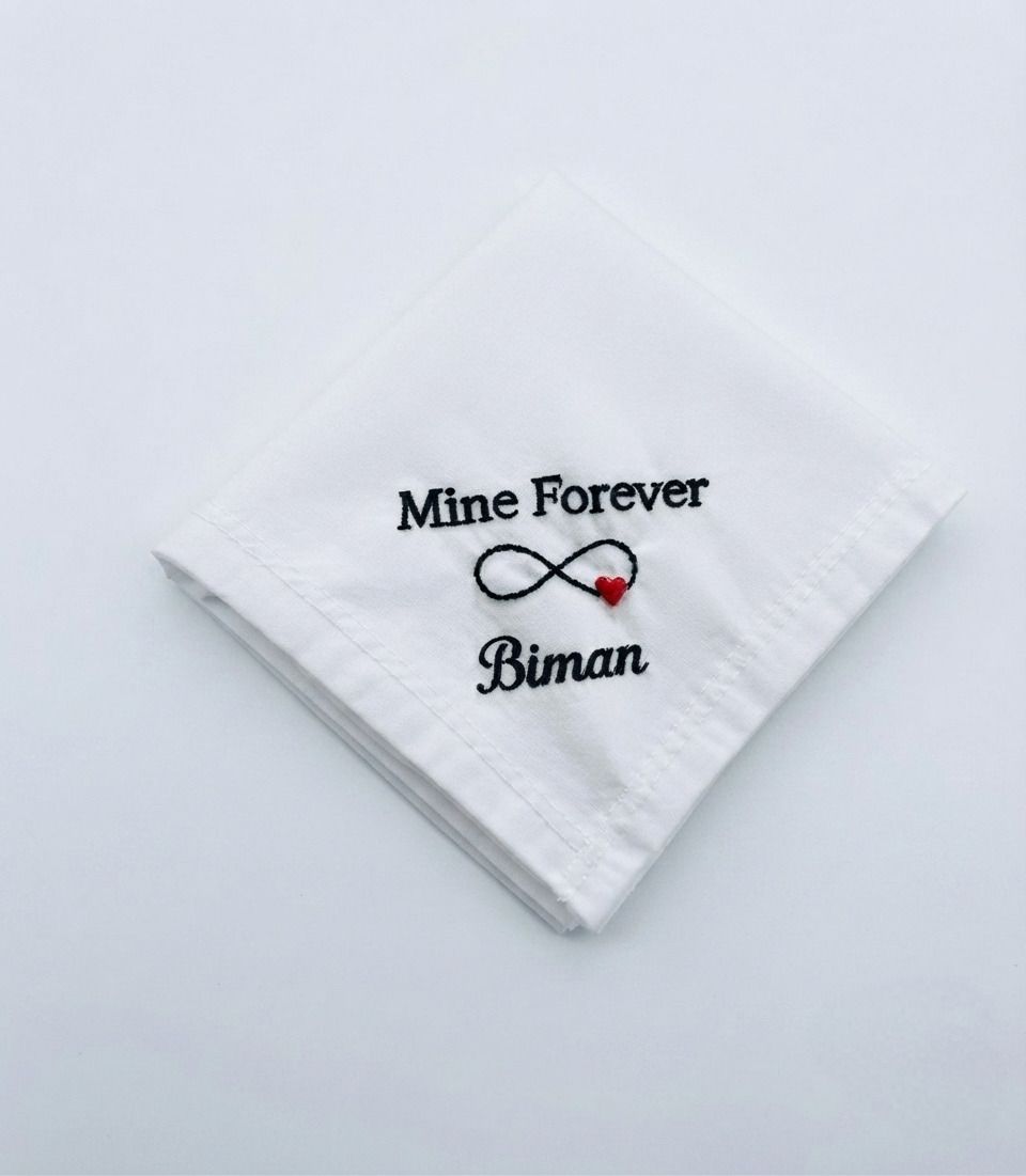 holy haven Mine Forever Infinity Personalized Handkerchief For gift ["White"] Handkerchief-image-2