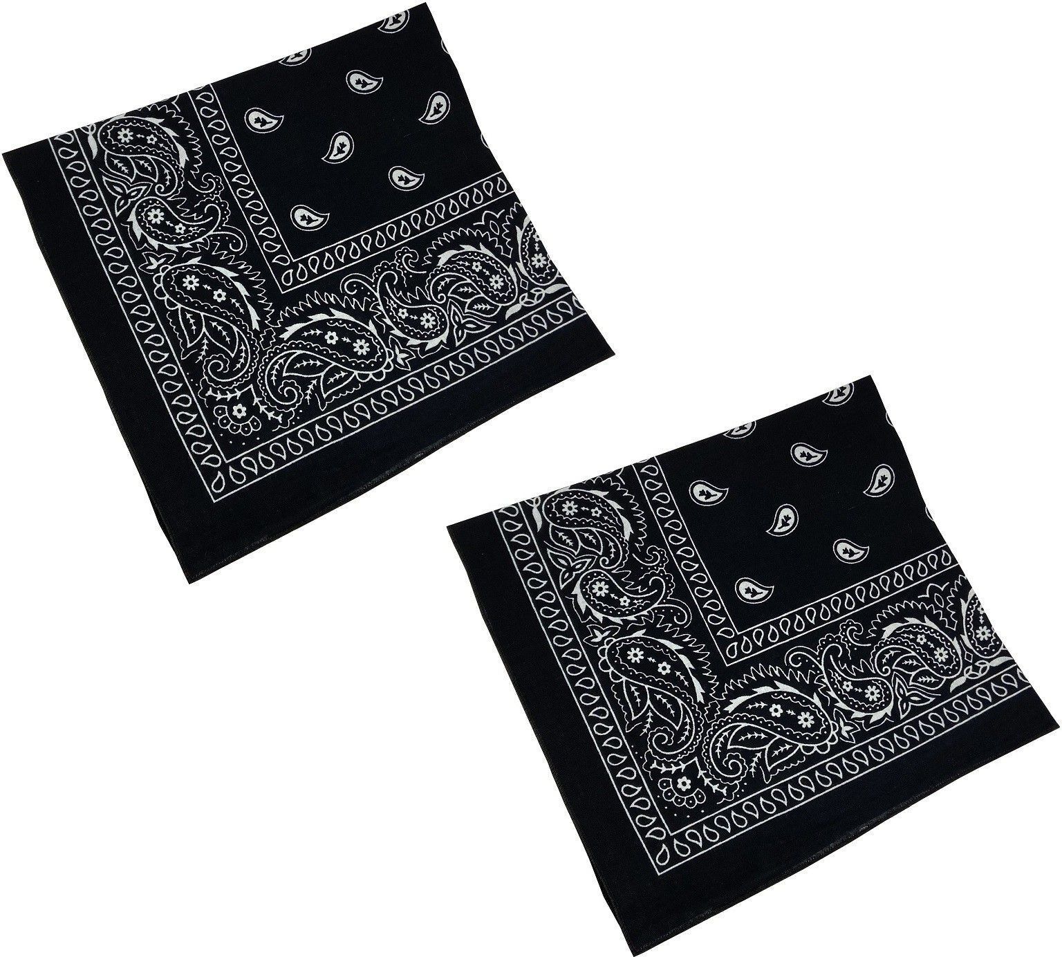 UQCKON HAKCH-Pack Of 2 Pcs Black Double Side Printed Multifunctional Paisley Hanky ["Black"] Handkerchief-image-12