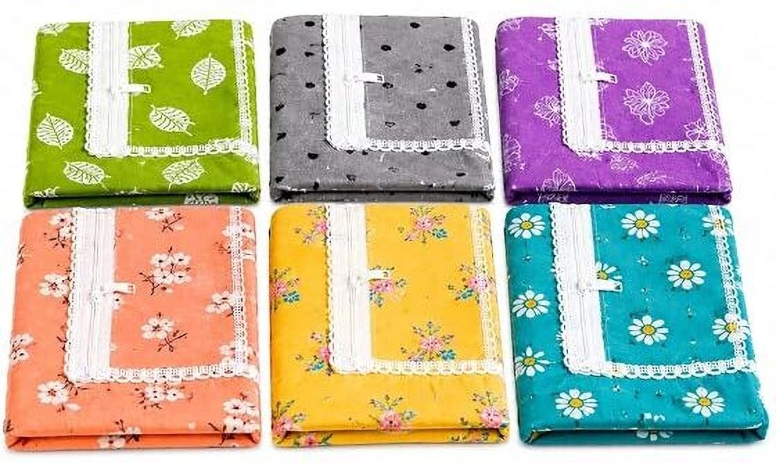 krisha Cotton Zip Pocket Handkerchief for Women & Girls PACK OF 6 ["Multicolor"] Handkerchief-image-4