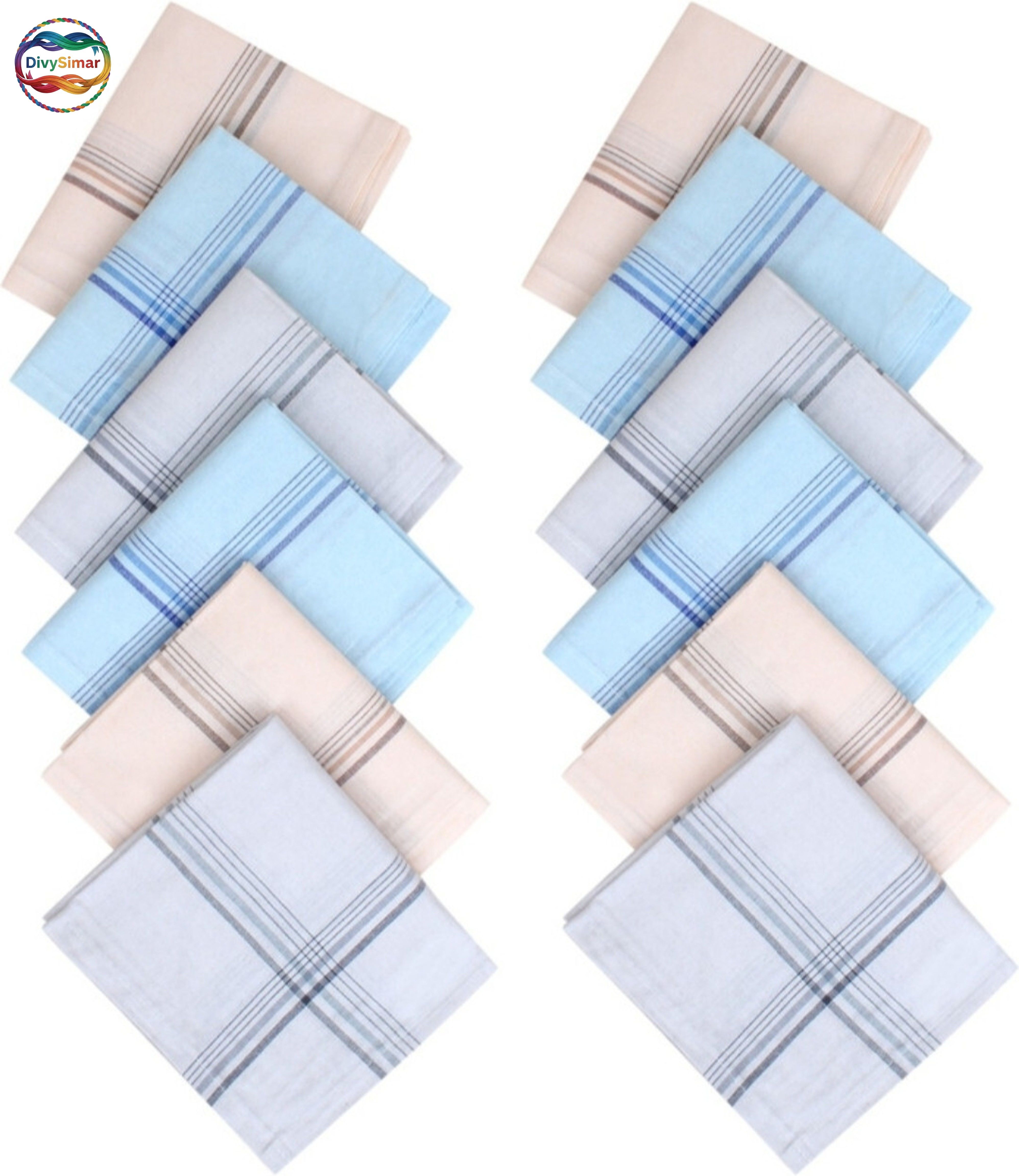 DIVYSIMAR White Border 100% Cotton Handkerchief – Multicolor (Pack of 10) ["Multicolor"] Handkerchief