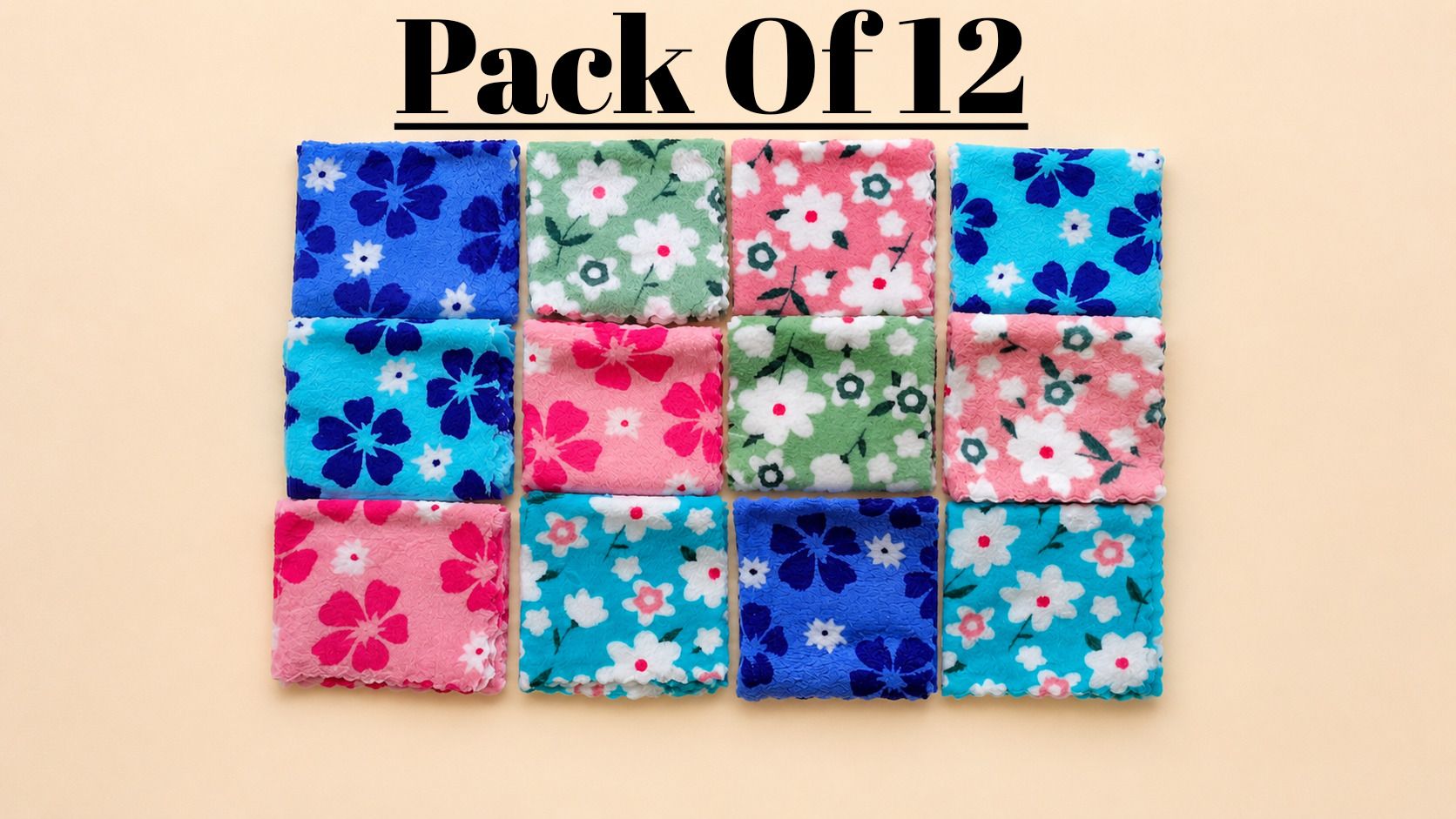 Aanant Fashion Pack of 12 Soft Flower print Handkerchief for women & girls ["Multicolor"] Handkerchief-picture-21