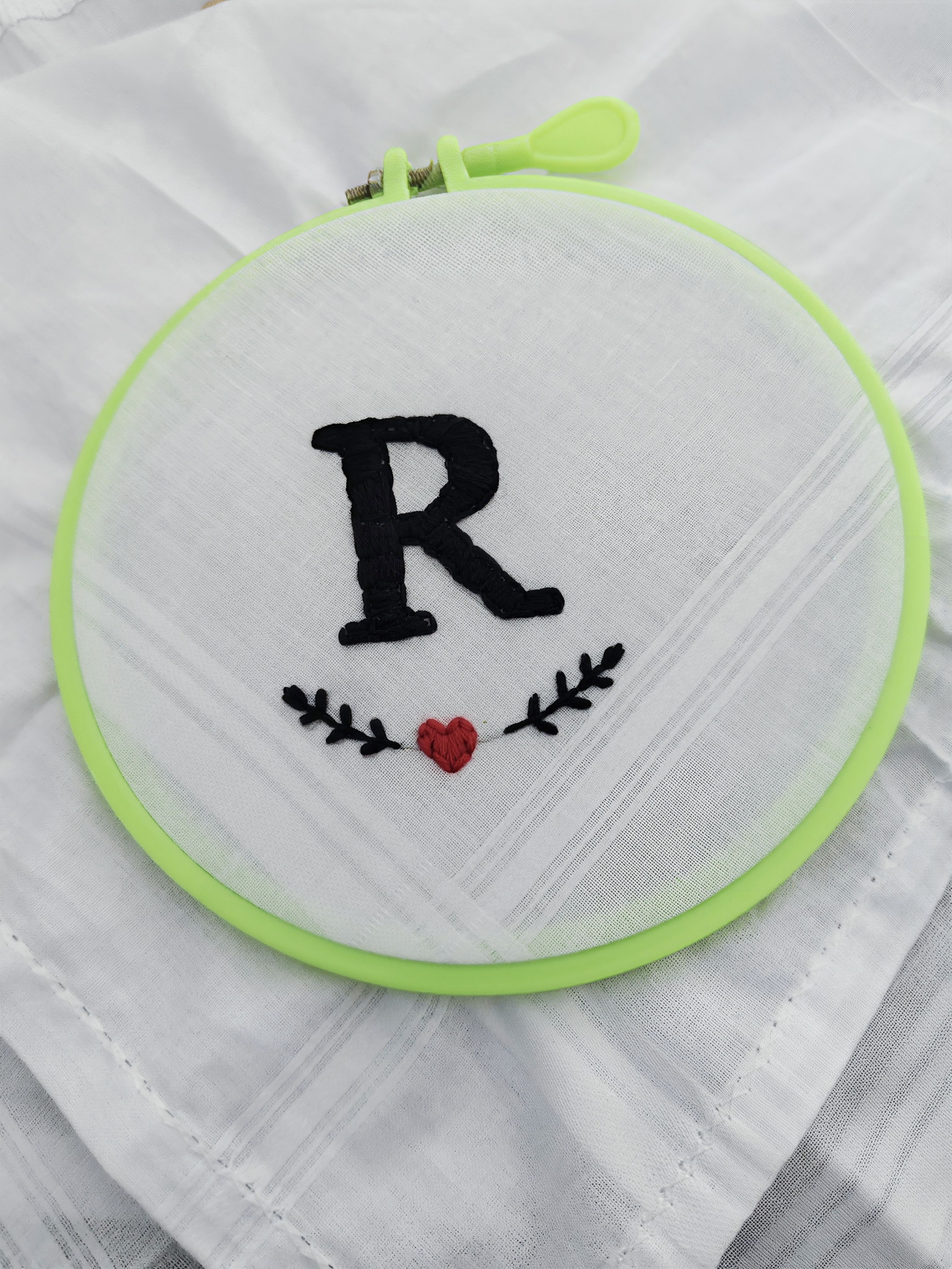 Shree Radhe Premium White Cotton Embroidered Handkerchief for Men & Women | Letter R ["White"] Handkerchief-image-5