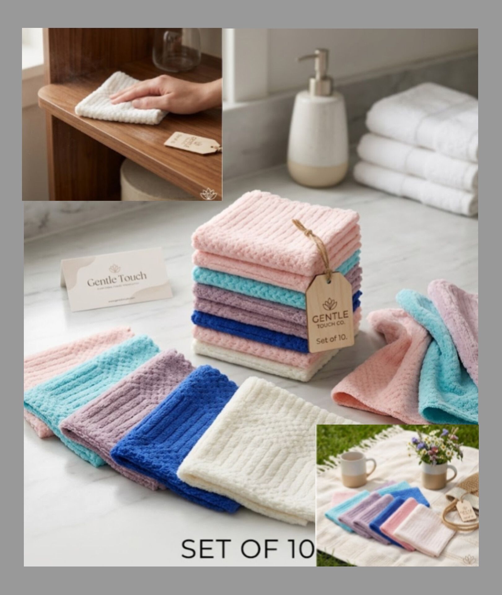 SWATI ENTERPRISE Gentle Care Hankies – Luxury Set of 10 Absorbent Microfiber Washcloths ["Multicolor"] Handkerchief-picture-19