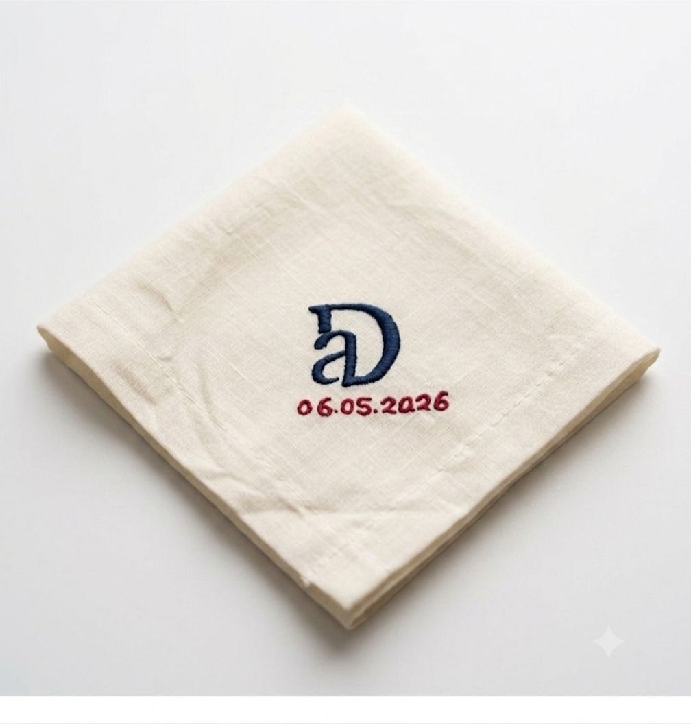 CHHAVIKA Classic Monogram Embroidered Cotton Handkerchief ["White"] Handkerchief-image-22