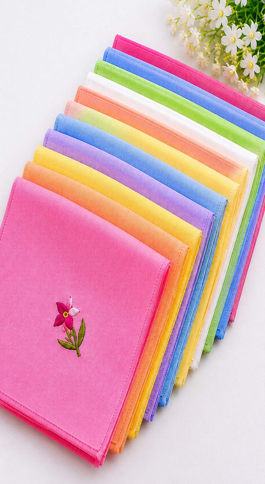 The Vidz Premium Embroidered Handkerchiefs for Women Pack of 12 | Assorted Colors ["Multicolor"] Handkerchief-picture-40