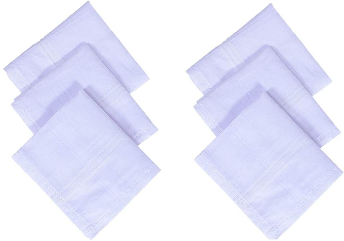 AkiN 100% Cotton Premium Collection Handkerchiefs Hanky For Men - Pack of 6 - White XXL King Size. ["White"] Handkerchief ["White"] Handkerchief-picture-29