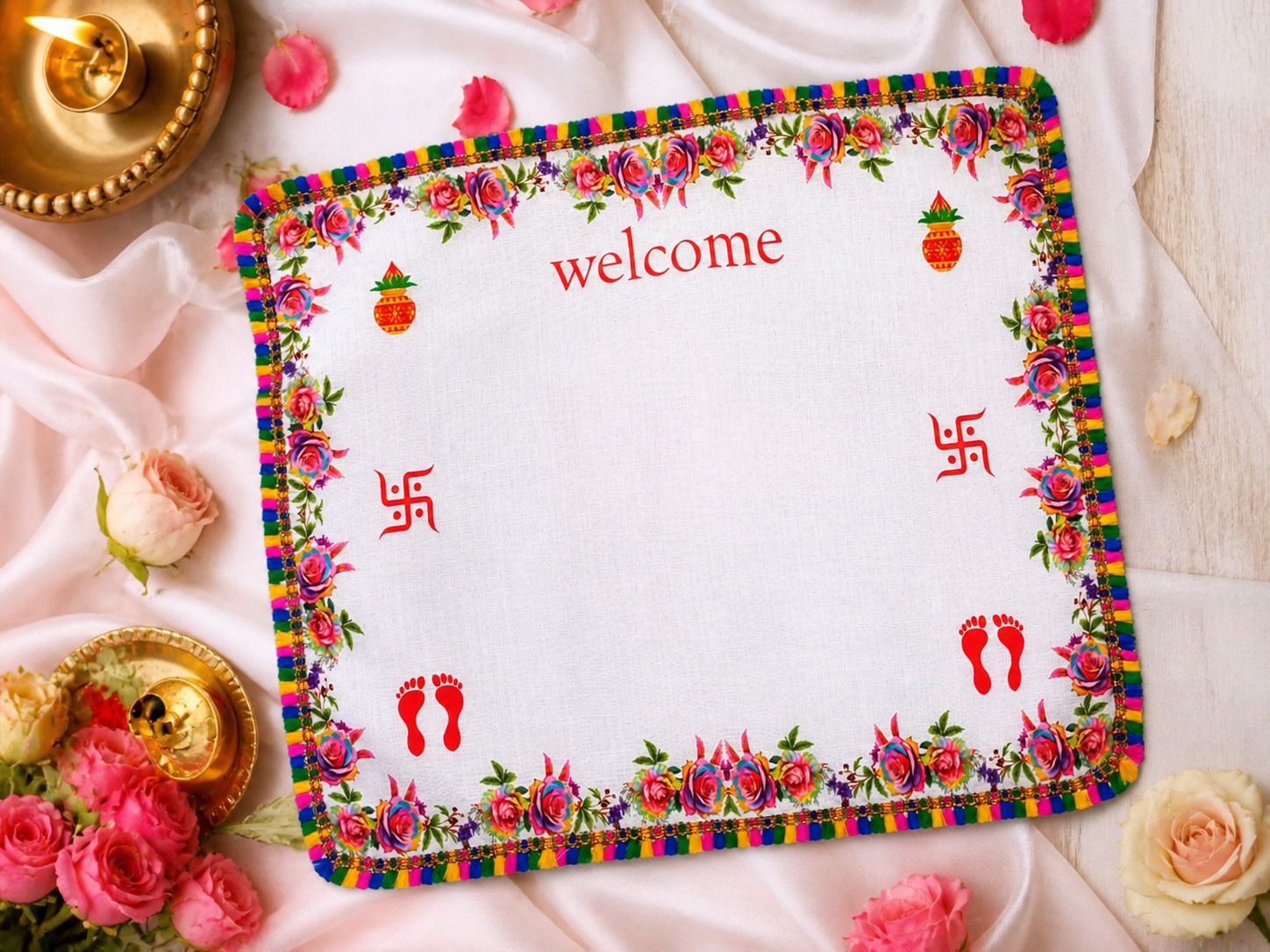 Niyam Premium Cotton Kanku Pagla Rumal for Griha Pravesh & Bridal Entry ["Multicolor"] Handkerchief-picture-21