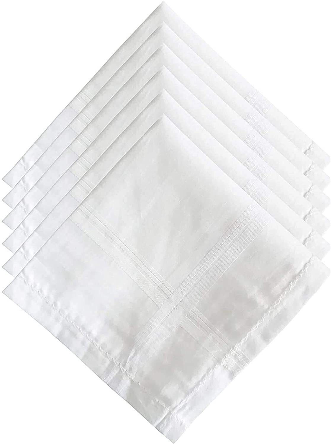 KUBER INDUSTRIES 100% Cotton Premium Collection HAndkerchiefs Hanky For Men, Set of 6 (White) ["White"] Handkerchief-picture-13