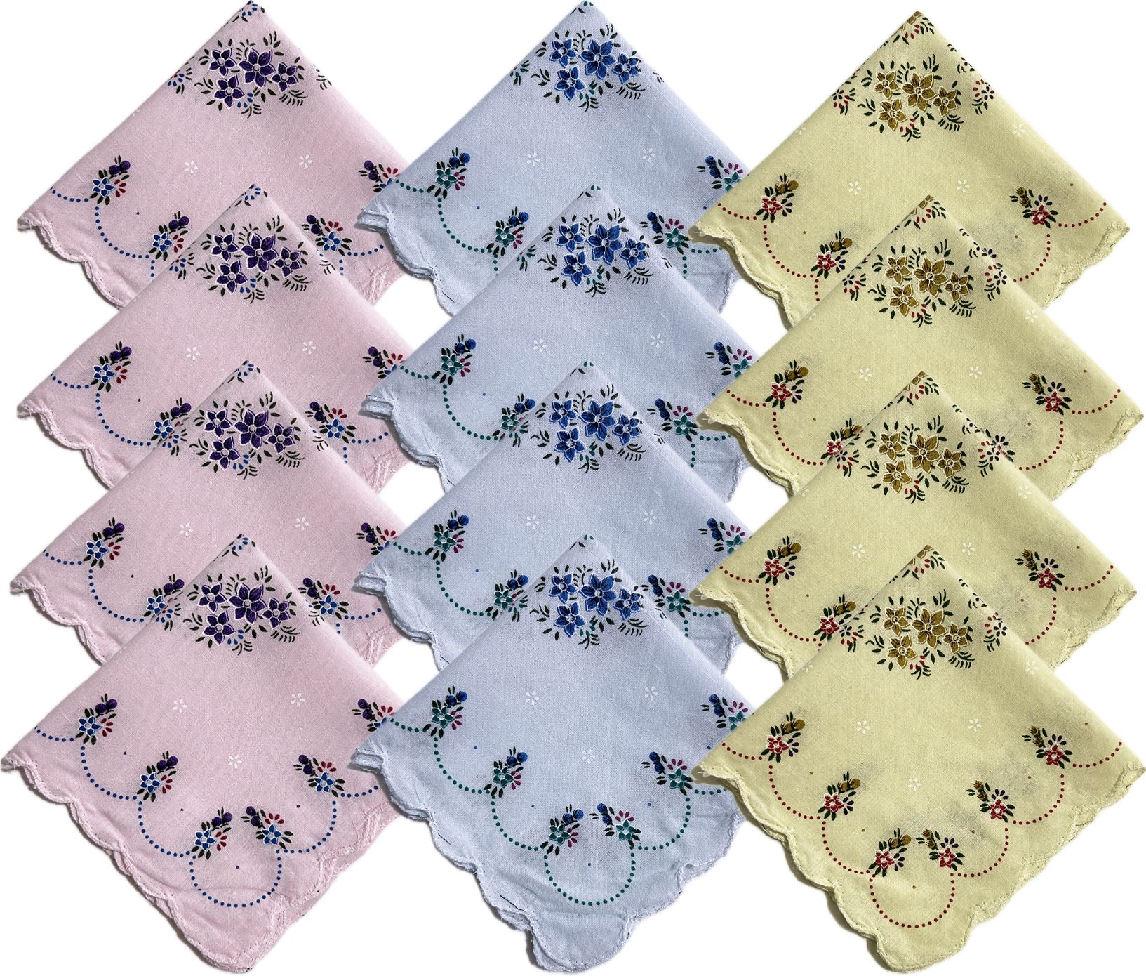 Gopika 325 100% Cotton Women’s Light Color - Pink, Bule, Cream Flower Patterns ["Light Pink","Light Blue","Light Cream"] Handkerchief-picture-47