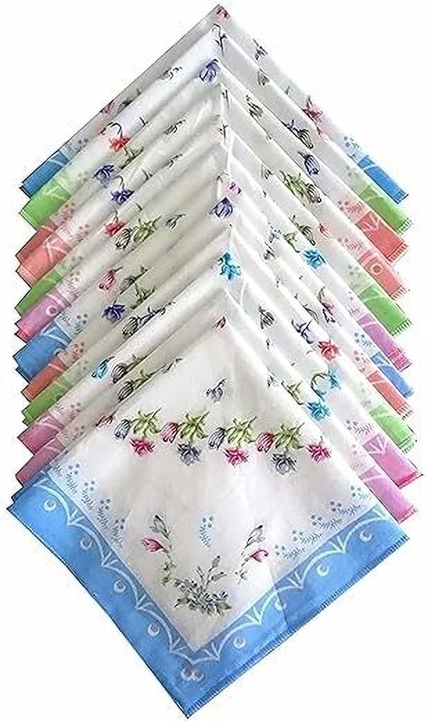 Bhagwati trader (Pack of 12) Womens,Ladies,Kids Handkerchief, Rumal, Hanky, Hankies, 100% Cotton ["Multicolor"] Handkerchief-picture-18