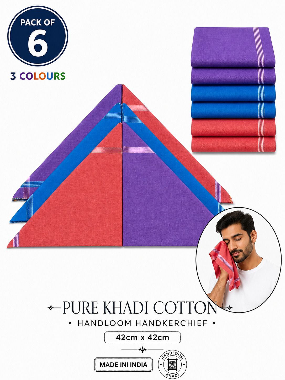 Snowflake 100% Cotton Handkerchief for Women & Men ["Multicolor"] Handkerchief-image-45