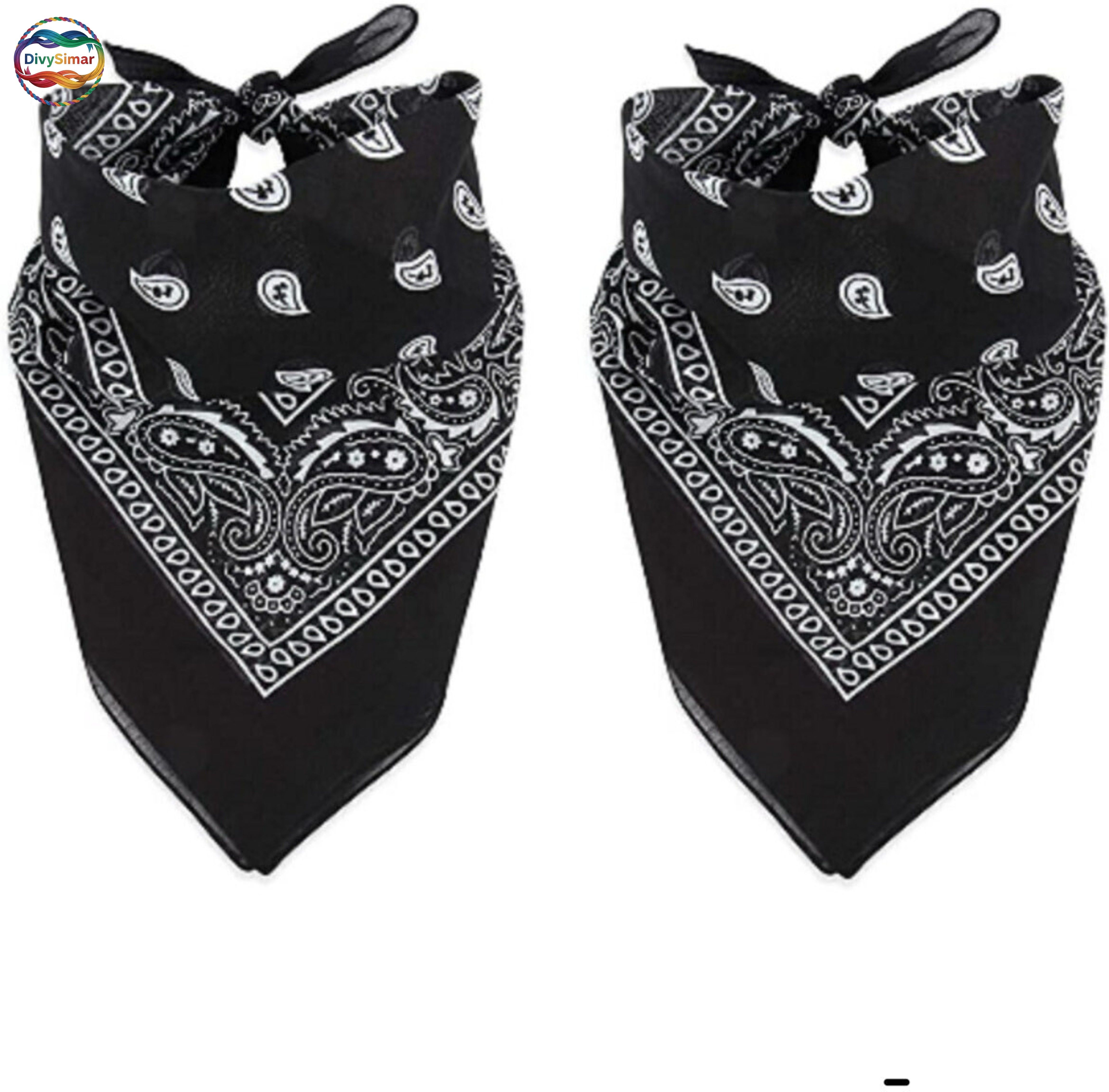 DIVYSIMAR New Black Multipurpose Cotton Bandana | Unisex Handkerchief for All Ages ["Black"] Handkerchief-image-22
