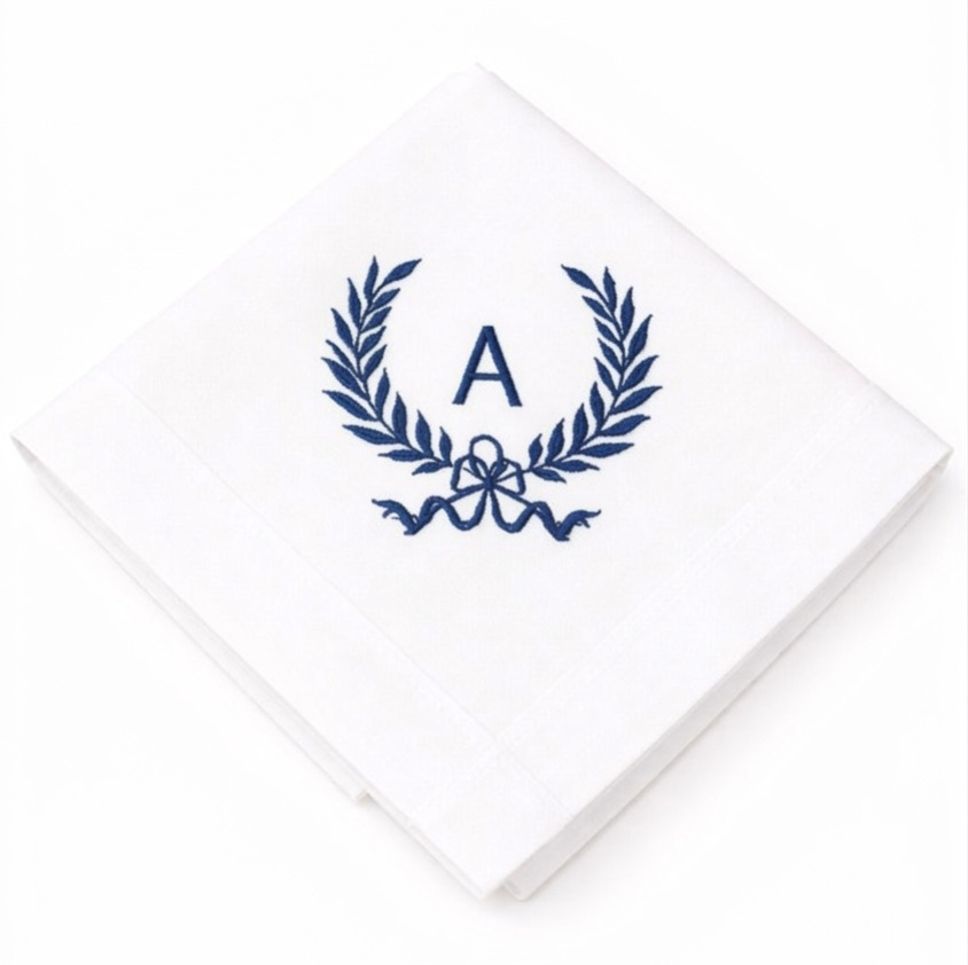 holy haven Premium Cotton Handkerchief with Custom Embroidered Initial “A” ["White"] Handkerchief-image-27