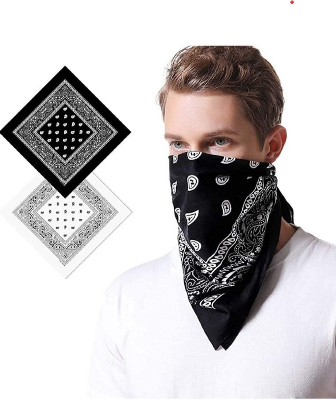 CoreSoft Cotton Skull Design Big Size Bandana Handkerchief Head Wraps ["Black","White"] Handkerchief-picture-15