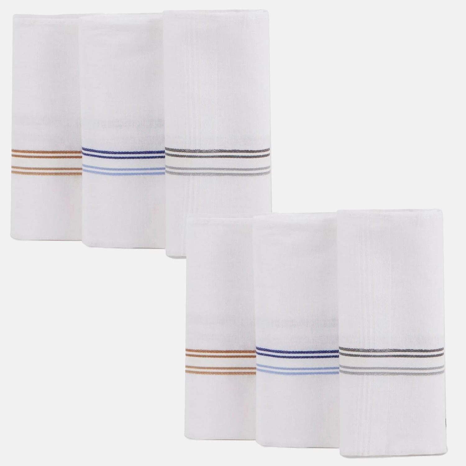Texco India Cotton Men White striped border Casual Style Handkerchief (Pack Of 6) ["White"] Handkerchief-picture-22