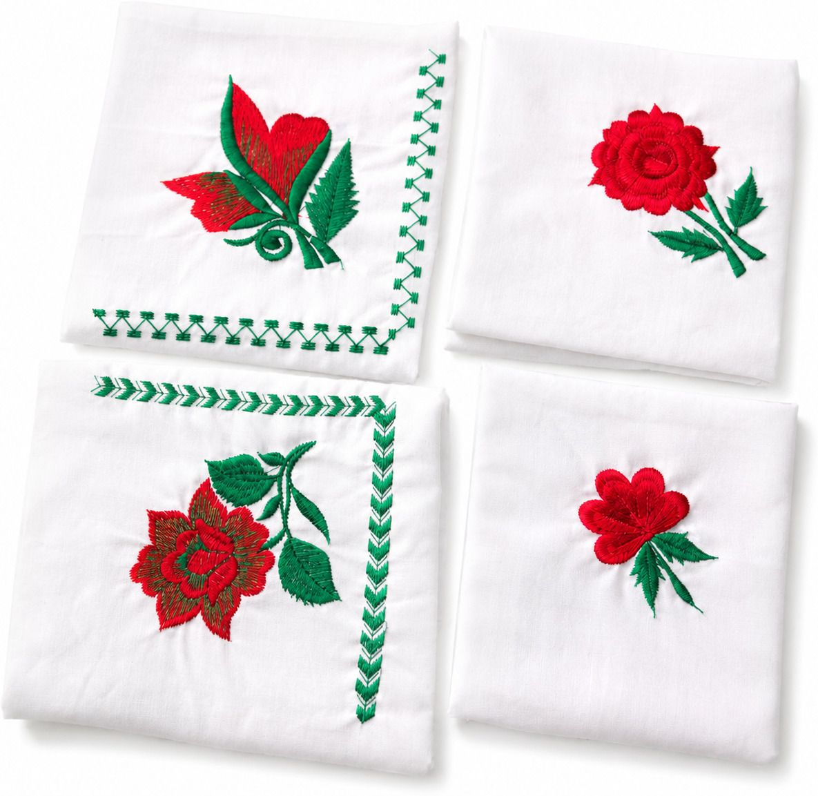 DR Neha Enterprises Velvet Embroidered Handkerchief Pack of 4 ["White"] Handkerchief-image-46