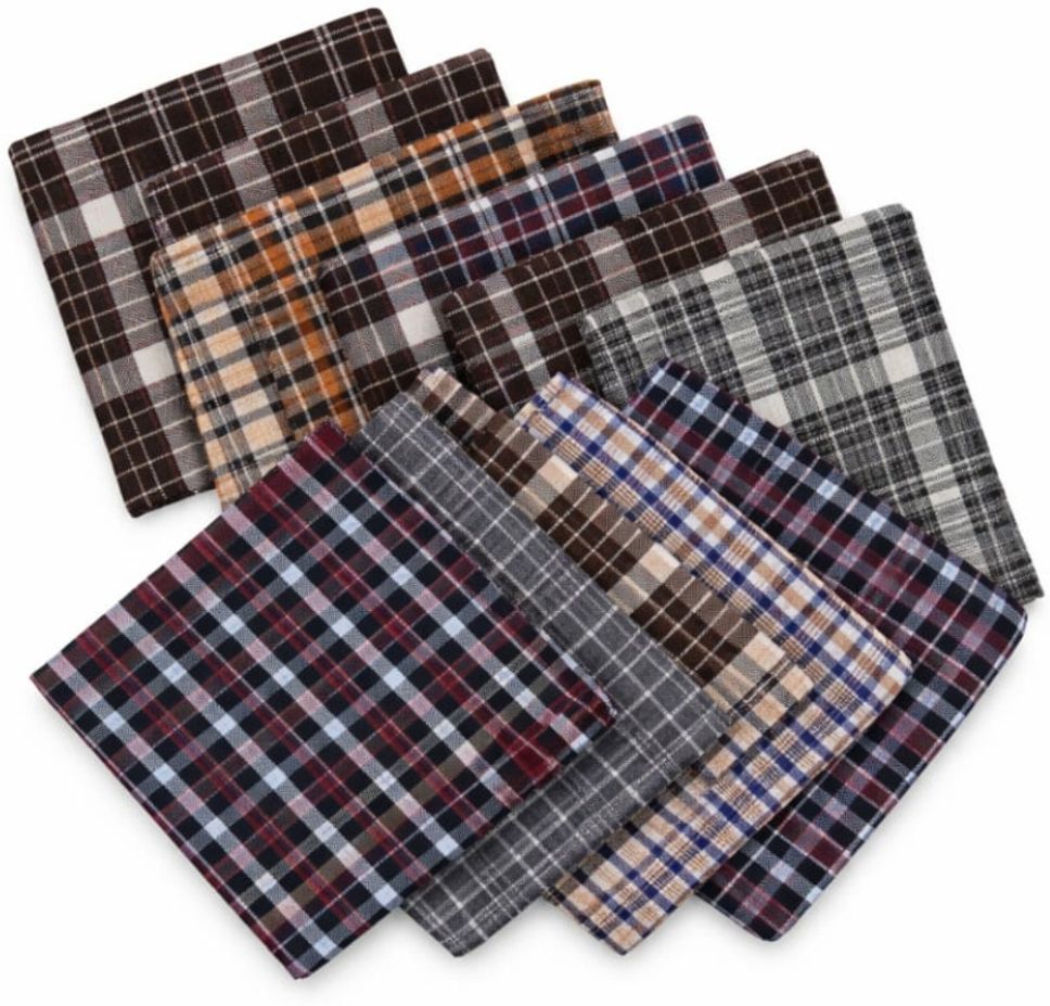Muki Large Size Cotton Handkerchief 22x22 Inches | Dark Checked Handkerchiefs ["Dark Mixed"] Handkerchief-image-8