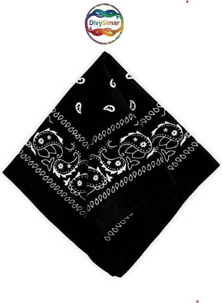 DIVYSIMAR Black Cotton Multiuse Bandana Handkerchief | Soft & Multipurpose ["Multicolor"] Handkerchief-picture-12