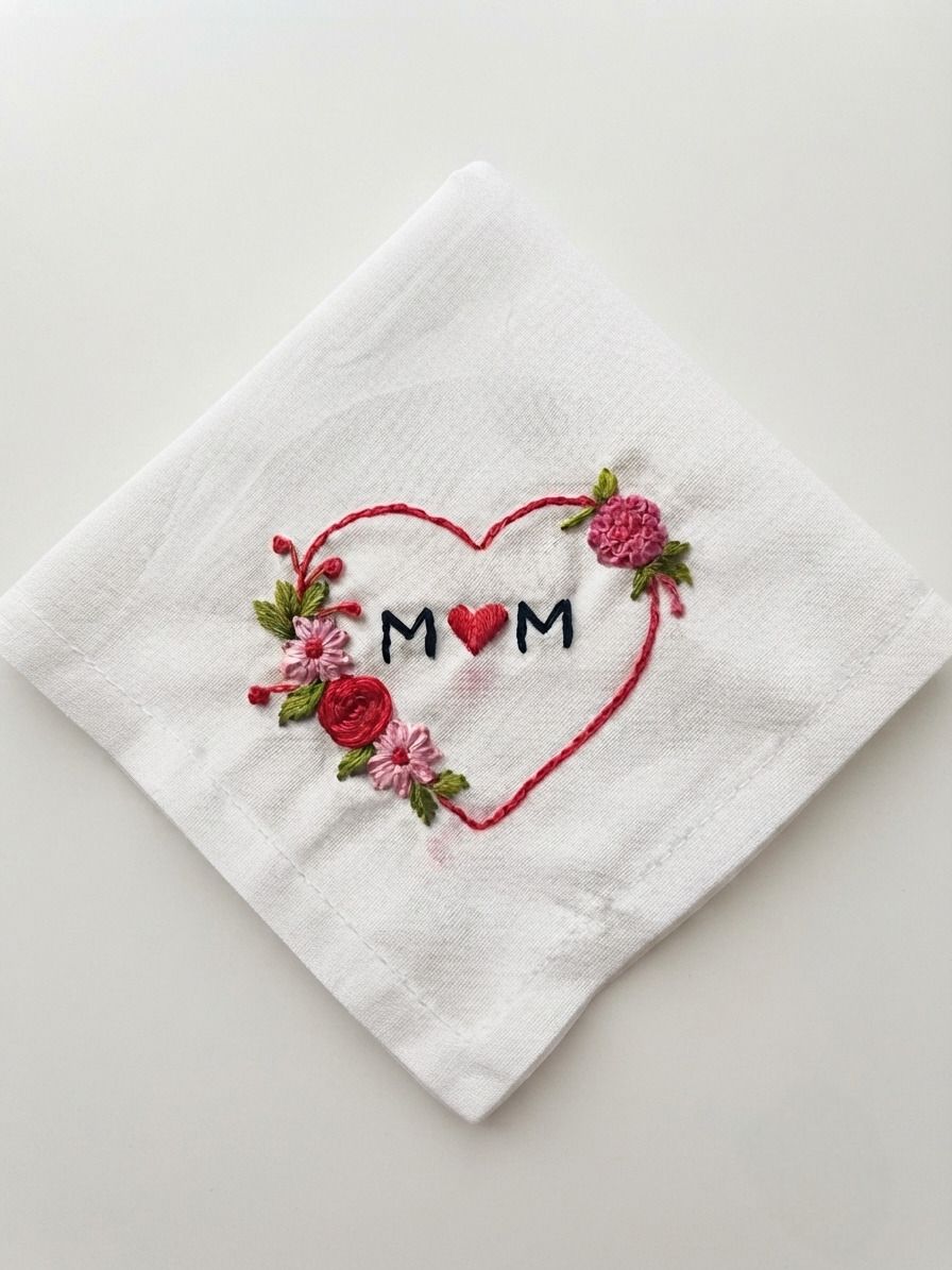 holy haven Floral Heart Initial Embroidered Handkerchief ["White"] Handkerchief-image-22