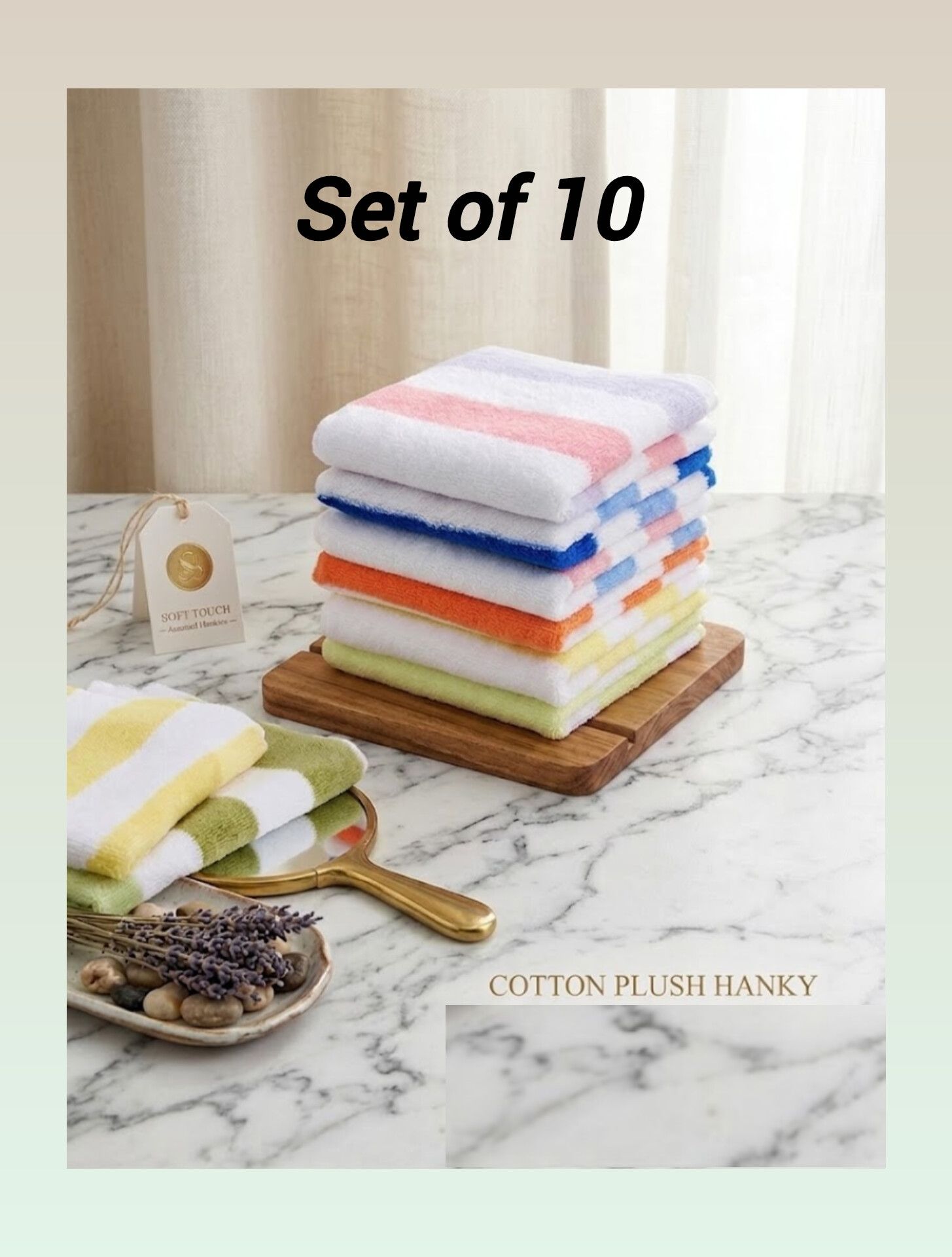 SWATI ENTERPRISE Set of 8 handkerchiefs, ultra soft hanky striped cotton hanky soft handkerchief. ["Multicolor"] Handkerchief-image-15