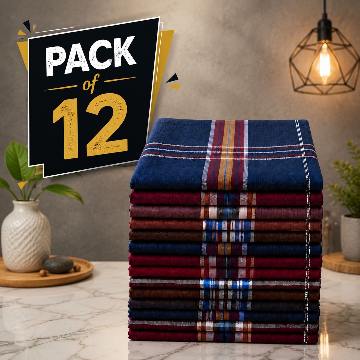Aanant Fashion Pack Of 12 Cotton Multicolor Cheks Print handkerchief for men ["Multicolor"] Handkerchief-image-25