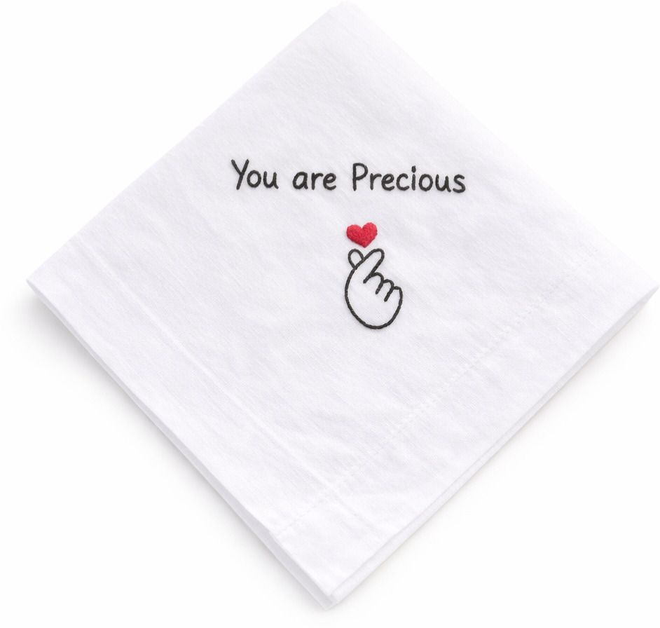 holy haven You Are Precious Embroidered Handkerchief with Mini Heart Design ["White"] Handkerchief-picture-21