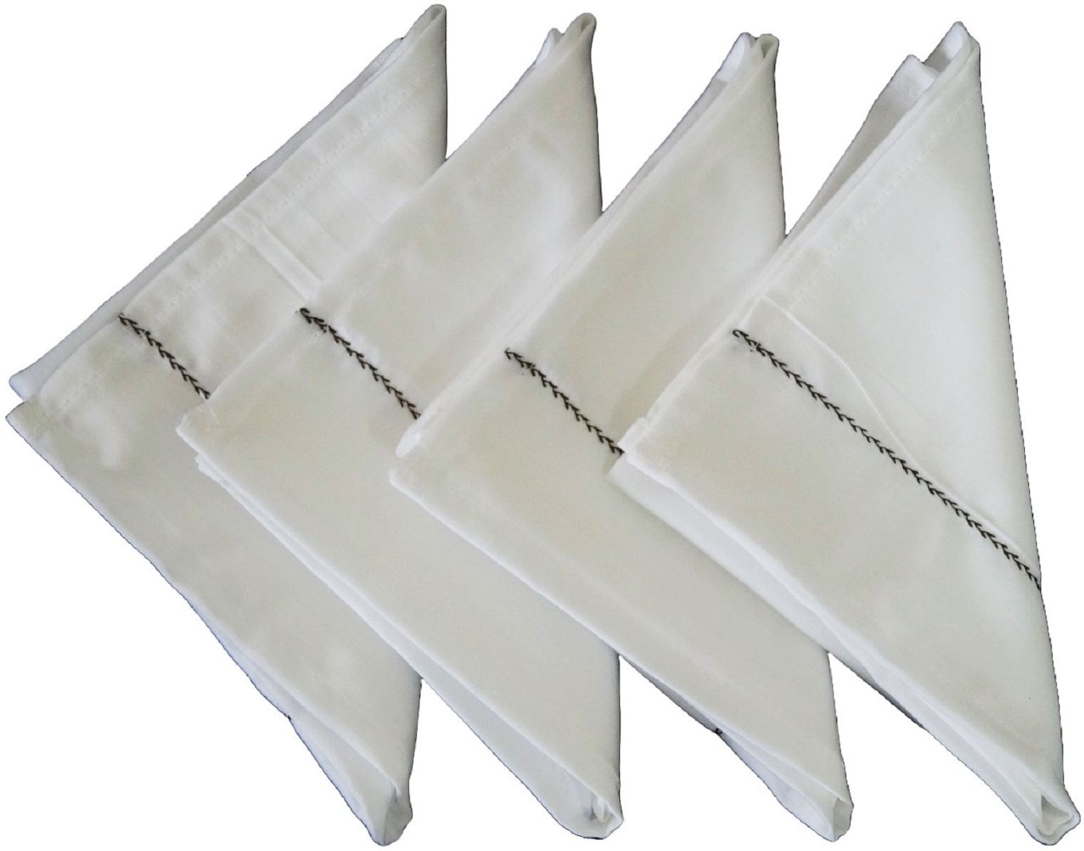 Vissage Pack of 4 Handkerchiefs (Women) Cotton: White & Black, 12IN *12IN ["Black"] Handkerchief-image-32