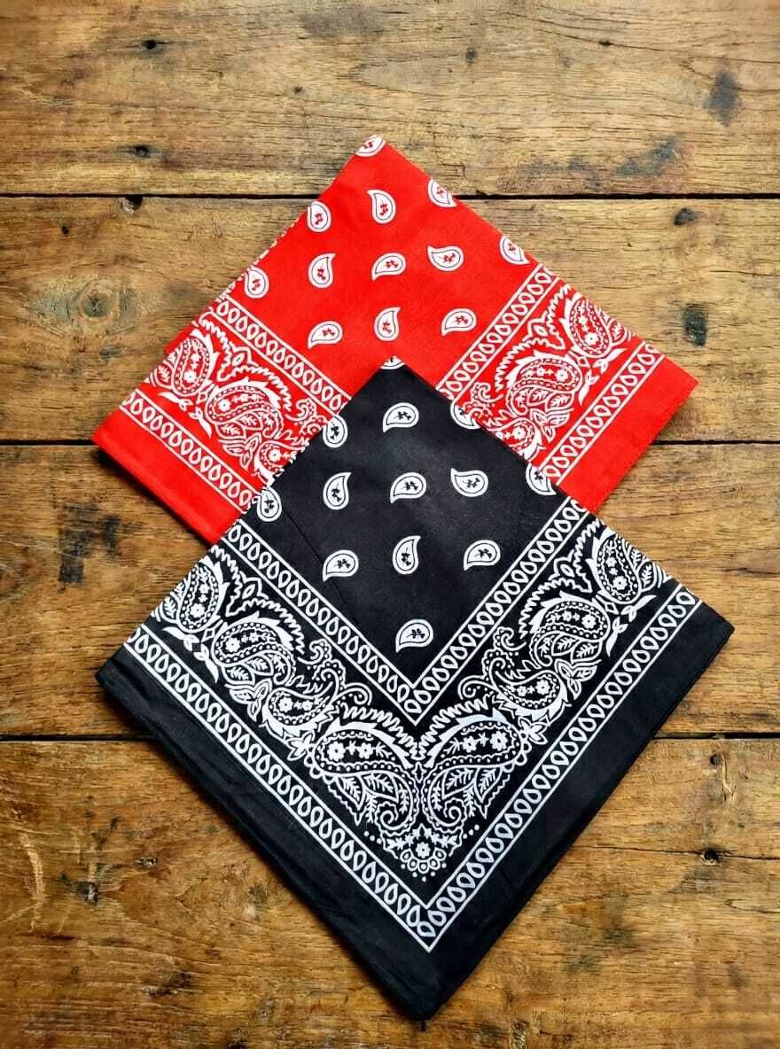 Qpick Men And Girl Handkerchief Pack Of 2 ["Black","Red"] Handkerchief