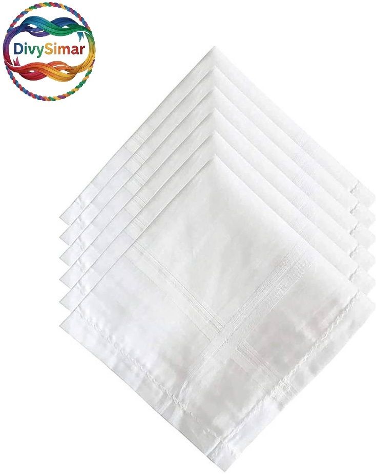 DIVYSIMAR 100% Cotton Premium Collection Handkerchiefs for Men | Soft & Absorbent Hanky ["White"] Handkerchief-picture-20