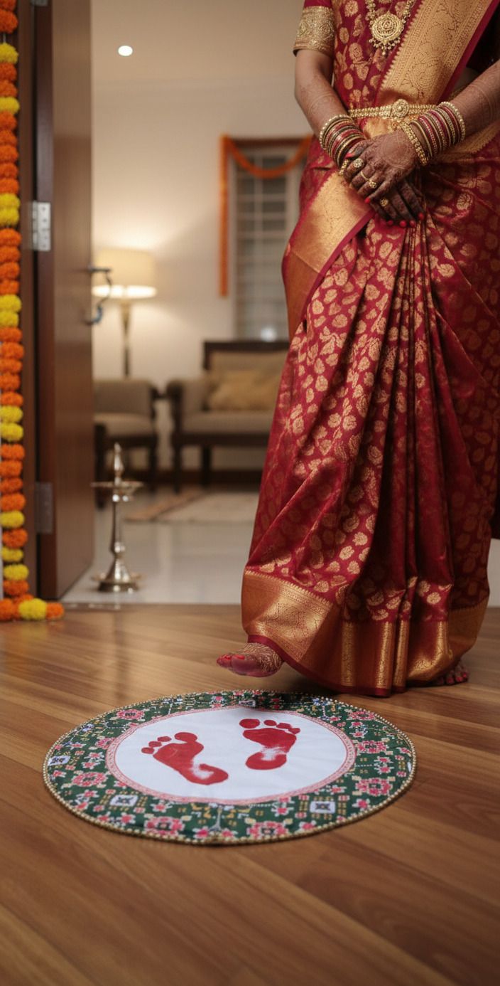 Meraki Grah Pravesh Kanku Pagla For Welcoming Wedding Couples ["Multicolor"] Handkerchief