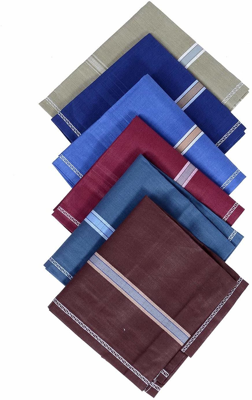 UQCKON Men's Cotton Striped King Size Formal Handkerchiefs for Office Use - Pack of 6 ["Multicolor"] Handkerchief-picture-26