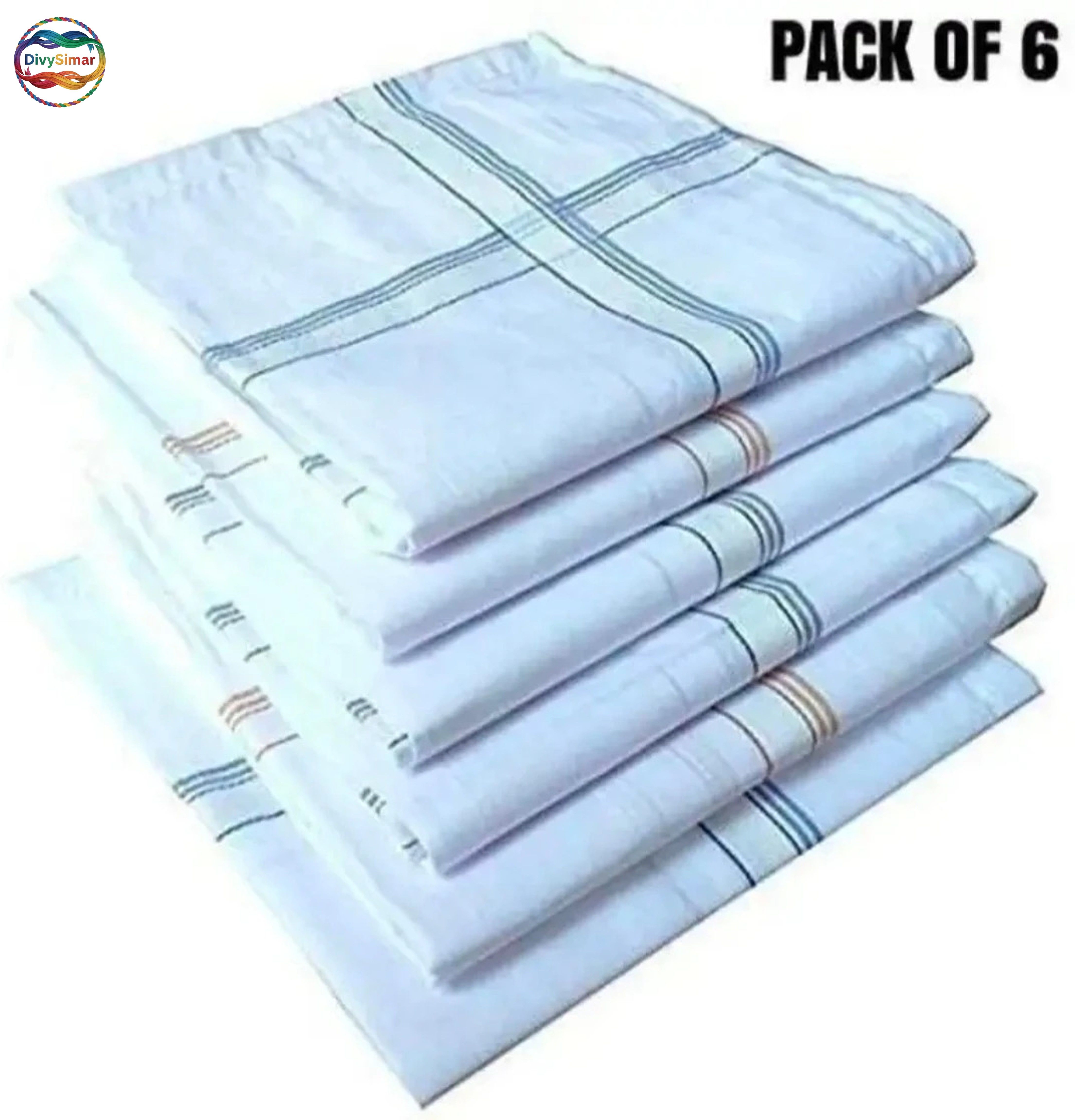 DIVYSIMAR Gents Pure Cotton White Handkerchief | Soft Daily Use Rumal | Pack of 6 ["White"] Handkerchief-picture-13