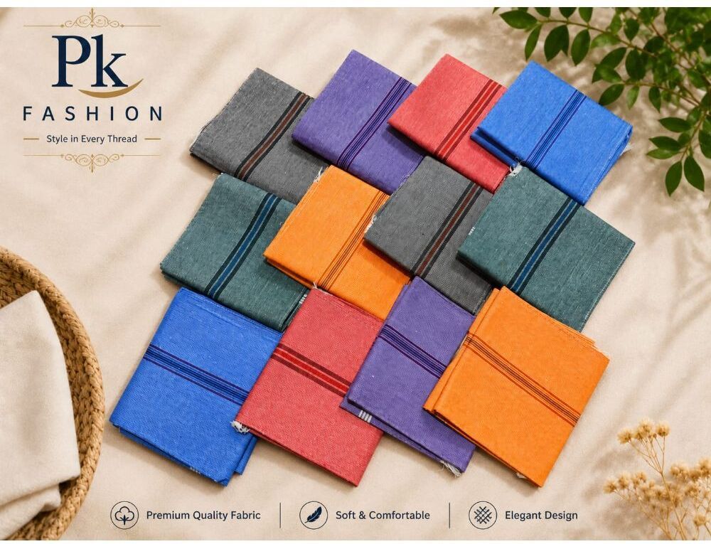 Pkfashion 100% Pure Khadi Cotton Large Size 24"x24" ( 60cm x 60cm ) ["Multicolor"] Handkerchief-picture-13