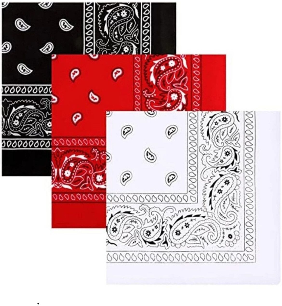 CoreSoft Cotton Paisley Printed Cowboy Bandanas (Free Size) (PACK OF 3) ["White","Black","Red"] Handkerchief-image-41