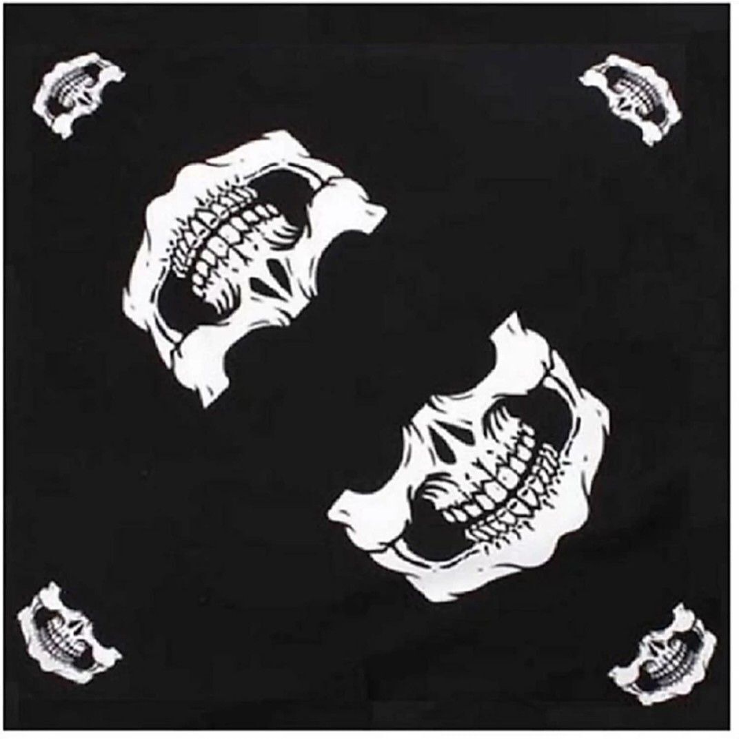 UQCKOON TREND HAKCH-cotton skull bandana handkerchief ["Black"] Handkerchief-image-25