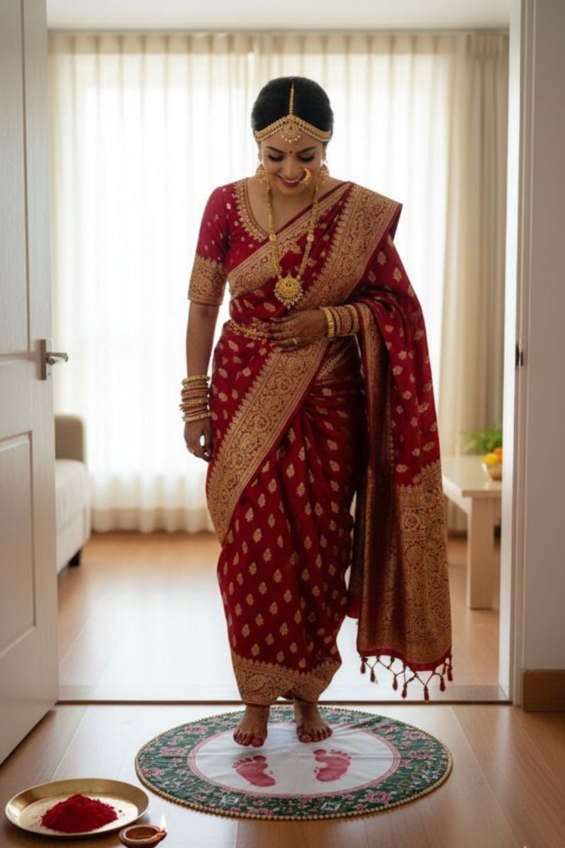 Meraki Grah Pravesh Kanku Pagla For Welcoming Wedding Couples ["Multicolor"] Handkerchief