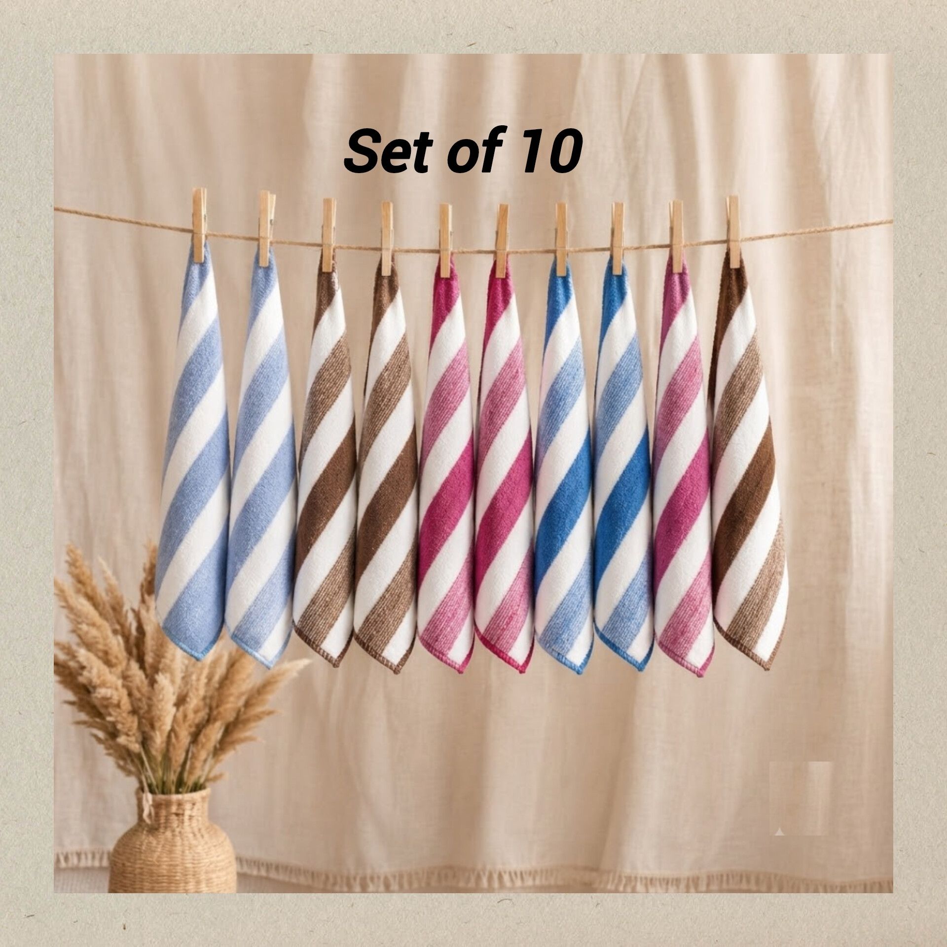 SWATI ENTERPRISE Set of 10 Premium Cotton Striped Handkerchiefs for Men | Soft & Absorbent ["Multicolor"] Handkerchief-image-7